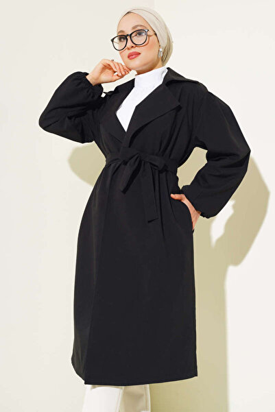 Hazal Kuşaklı Balon Kol Trençkot