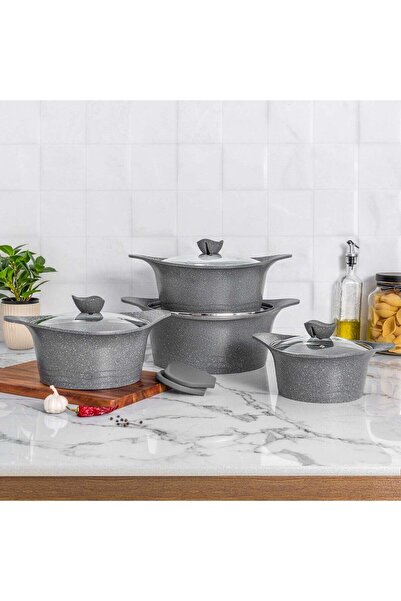 Generic ALBERTO Aluminum 8pcs Cookware Set, Grey