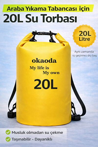 okaoda 20L Su Torbası | Araba Yıkama Tabancası Uyumlu | Musluksuz Su Çekme | ...