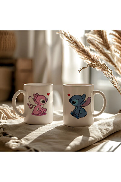 esticker 2'Li Sevgililer Gününe Çiftlere Özel Lilo ve Stitch Stiç Temalı Deko...