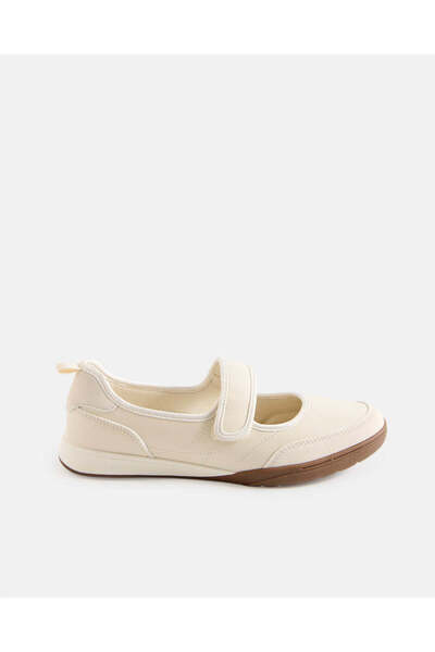 REDTAG Women Beige Velcro Mary Jane Flats