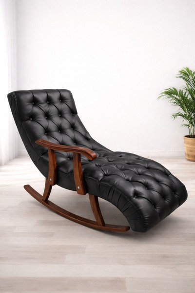 ZH HOME & OFFİCE Deri Kumaş Kapitoneli Sallanan Dinlenme Koltuğu, Tv Koltuğu,...