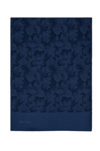 HAREM SCARF Viscose Shawl - Gold Derin - Navy Blue