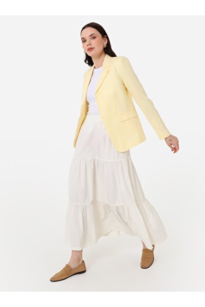 Refka Elastic Waist Ruffle Skirt - White