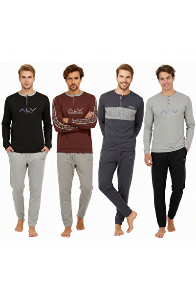 BONBON Men's Cotton 4-Piece 2-Piece Pajama Set Bb2239