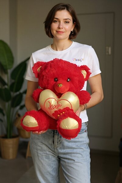 OEM Red Plush Bear with Heart Love (40 cm) - A Memorable Hug