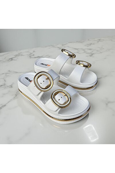AkınalBella Women's Double Buckle Soft Sole Soft Eva Daily Slippers
