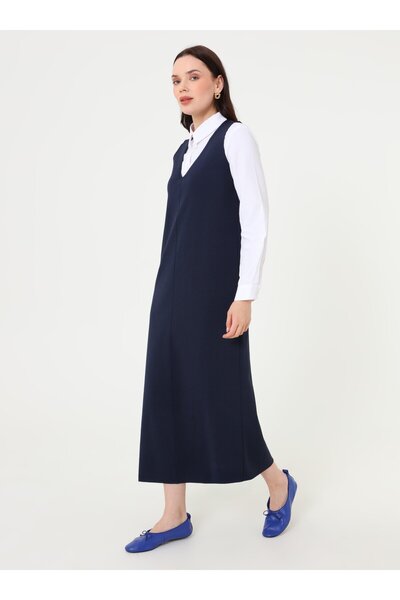 Refka Rochie din tricot Hijab - Bleumarin -