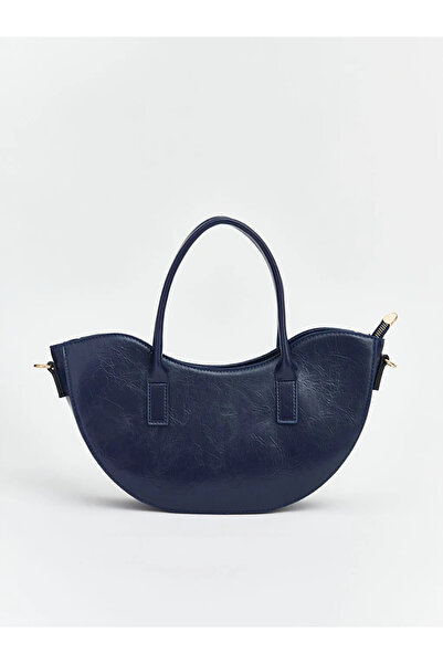 LC Waikiki Navy blue Leather-Look women's moon bag