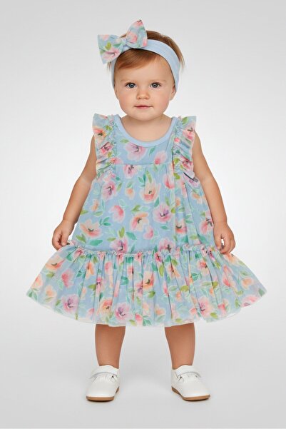 Baby Starters طقم فستان وعصابة رأس بنقشة زهور للبنات الصغيرات، قطعتان، متعدد ...