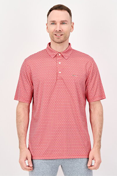 Greg Norman Men Sportswear Fit Short Sleeves Training Polo Shirt, Red