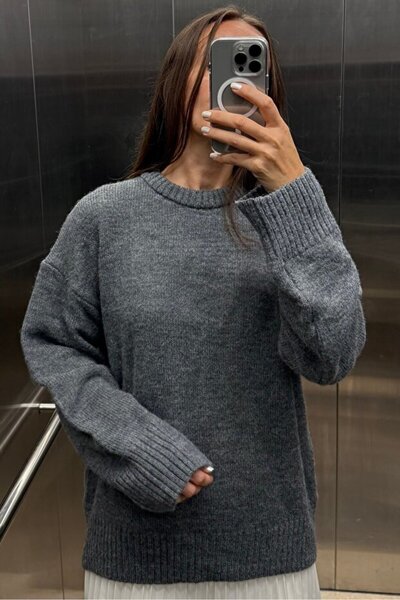 Noi Belis Basic Soft Textured Oversize Knitwear Sweater Aw25Kz0133