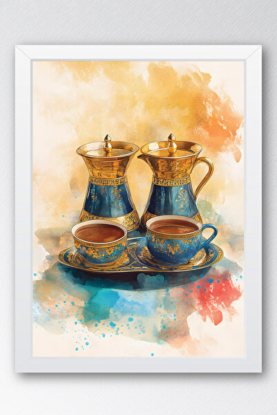e2nova Çay Ocağı ve Kafe İçin Otantik İnce Belli Çay ve İbrik Tablo - Nostalj...
