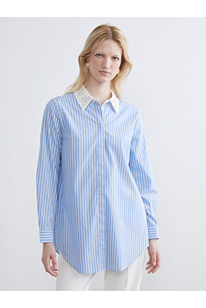 LC Waikiki Striped Women's Tunic Shirt with Beaded Embroidery
