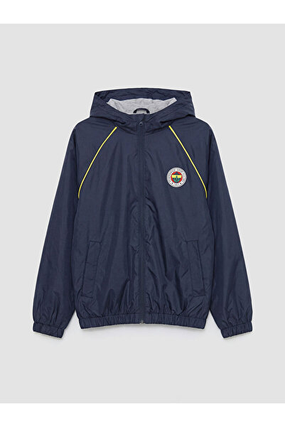 LC Waikiki Lacivert Fenerbahçe Lisanslı Kapüşonlu Erkek Çocuk Yağmurluk