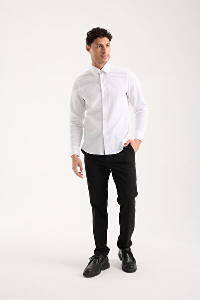 STEEL FABRİC Uzun Kol Yaka Detaylı Teri Emen Pamuklu Gofre Çizgili Desenli Sl...