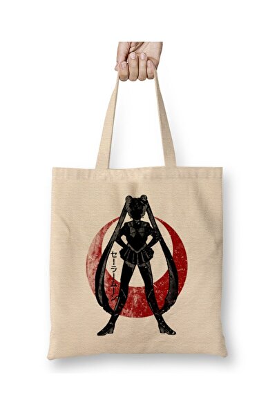 Toyaso Sailor Moon Usagi White Tote Bag Long Handle Shopping Bag Beach Bag