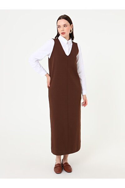 Refka Knitwear Hijab Dress - Brown -
