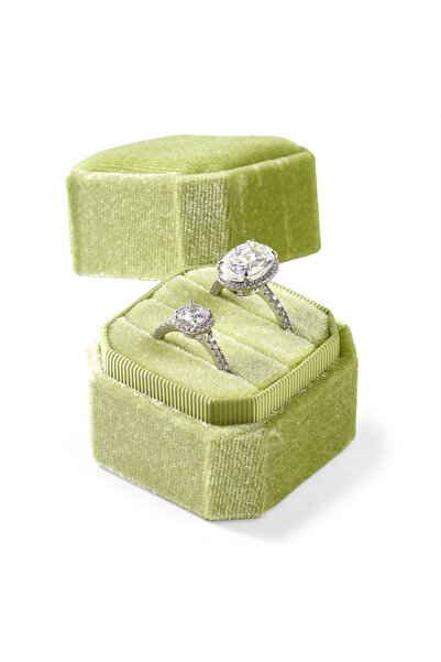 Choice Light Green Oirlv Wedding Flanner Ring Box Engagement Triple Slot Squa...