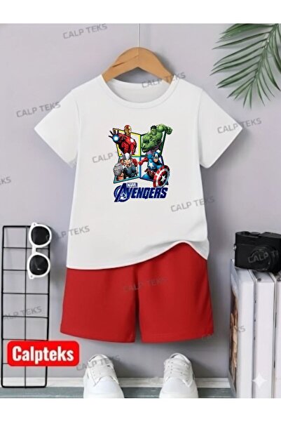 CALP TEKS SET DE VARĂȚI PENTRU COPII, CU IMPRIMARE AVENGERSS, T-SHIRT, PANTAL...
