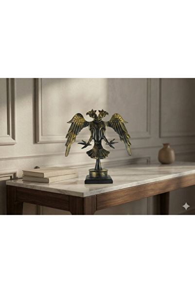 Zilvana Çift Başlı Kartal Figürlü Dekoratif Ev Ofis Obje Biblo