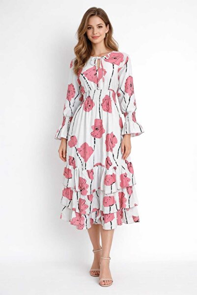 bbs fashion فستان نسائي كم طويل طبقات من الاسفل