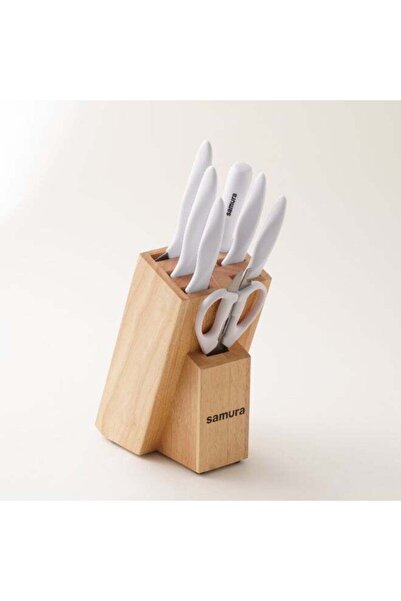 Generic Samura 8Pcs Stainless Steel Mojo Knife Block Set In White