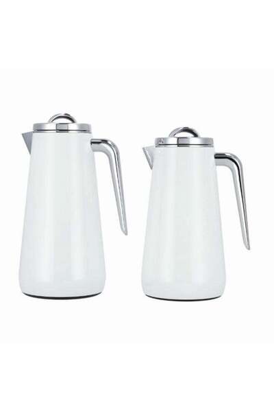 Generic Dallaty 2Pcs Steel Vacuum Flask Eve White&Chrom 1L+1.3L