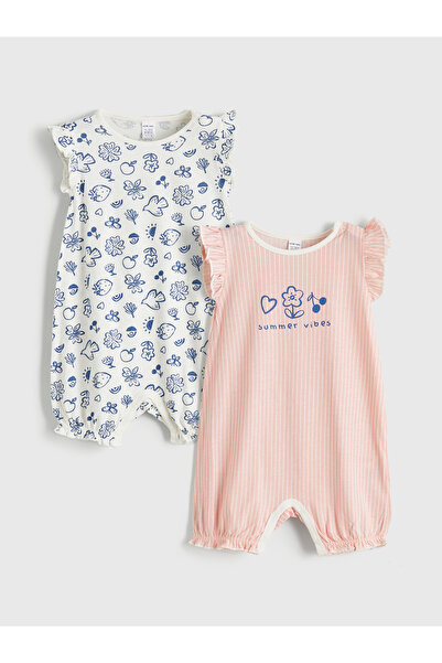 LC Waikiki طقم رومبير مكون من قطعتين مكشكش للبنات الصغيرات.