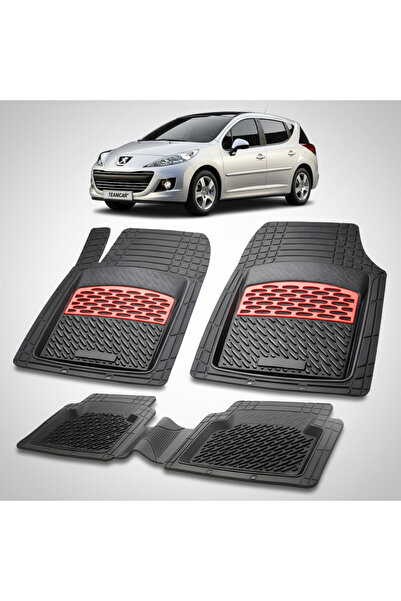 TEAMCAR Covorașe tip tavă compatibile cu Peugeot 207 SW (2009-2012)-Roșu