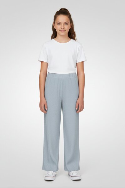 GUPPY Kids Girl Rib Metallic Pants, Dusty Blue