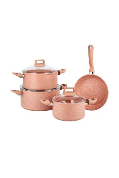Generic ALBERTO 7-Piece Forge Aluminum Granite Cookware Set Pink 28cm