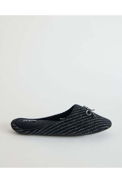 REDTAG Women Black Bow Trim Closed-Toe Slipper