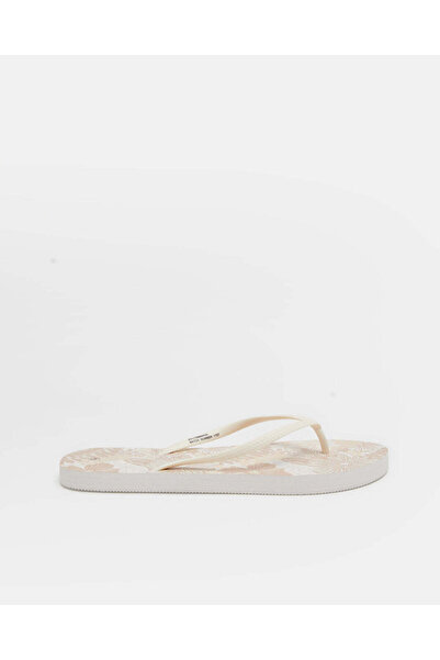 REDTAG Women Beige Floral Print Flip Flops
