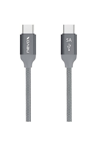 Nevox cablu de date și încărcare USB-C 2.0 > USB-C 2.0 (gri, 2 metri)