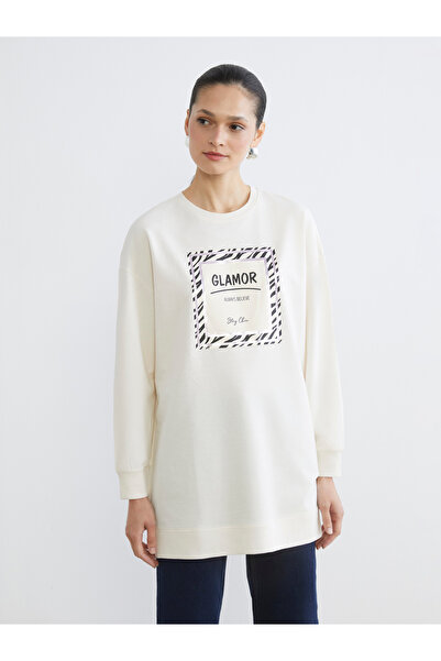 LC Waikiki سترة نسائية مطبوعة برقبة دائرية