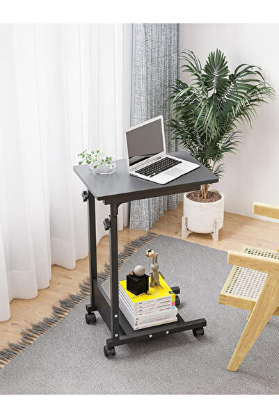 servetavcı Yükseklik Ayarlı Yardımcı C Sehpa - Antrasit (TEKERLİ) 60x40 Oval ...