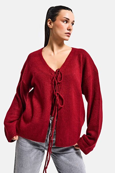 it's basic Pulover tricotat oversize pentru femei, culoare burgundy, w5-35, c...