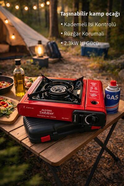 MEMİTA RB-KF01 Portatif Kamp Ocağı 2.3kW Yeşil | Taşınabilir Tekli Gazlı Ocak...