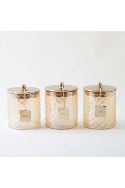 Generic ALBERTO Alberto glass canister set 3pcs 12*12*14cm, silver