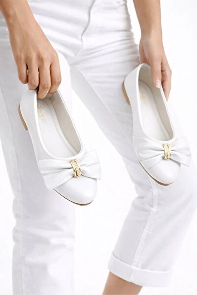 LUFFO Women's Ring Ribbon Detailed Casual Ballerinas