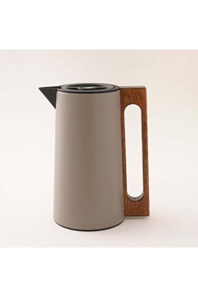 Generic ترمس دالاتي ستيل مع مقبض خشبي، سعة 1 لتر، بيج