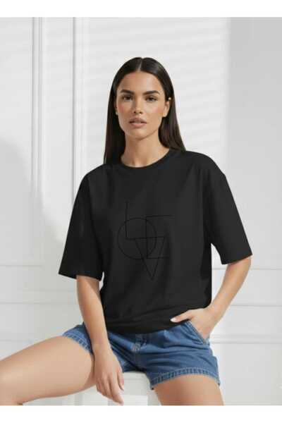 QAST GİYİM SANATI T-Shirt Geometry Printed Oversize