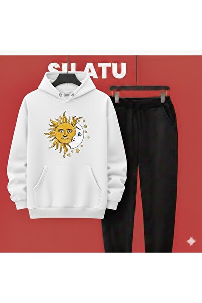 TUNWEX Unisex Hooded Sun Moon Black 2-Piece Set