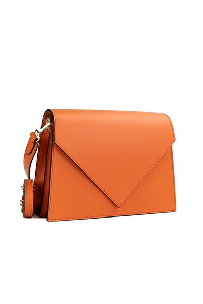 Posete Fagaras Gabrielle Leather Purse - Orange, Casual Bag Made of Genuine L...
