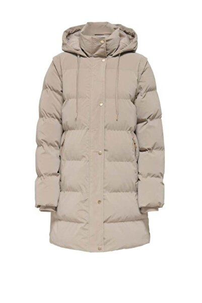 ONLY Women's Onldıxıe Hooded Long Puffer Jacket 15349120 Stone