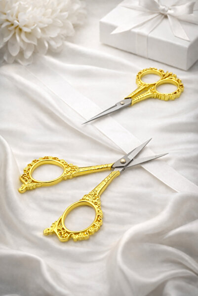 ZEYMERADE Foarfece pentru cusut și broderie, aurii, cu panglică, pentru ocazi...