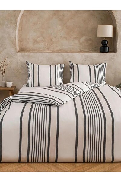 LC Waikiki Black Striped Double Duvet Cover Set (S6)