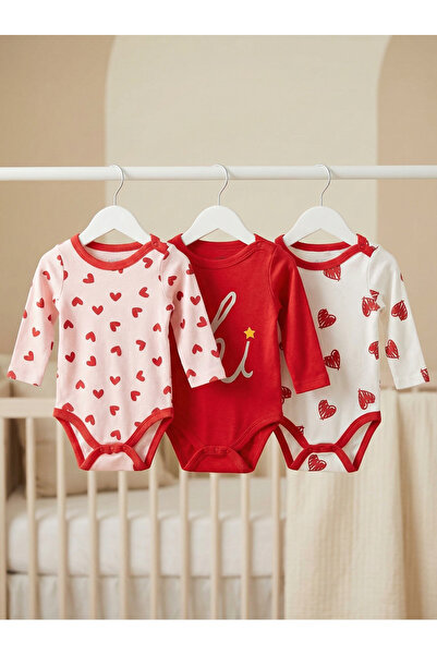 100% Cotton 3-Piece Baby Bodysuit Set – Long Sleeve, Soft Texture, Breathable, Sensitive Skin Friendly