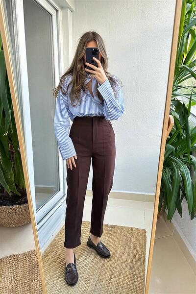 Butik Kadın Yüksek Bel Pensli Kumaş Pantolon